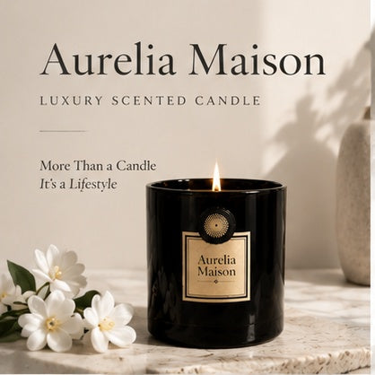 Aurelia Maison Luxury Scented Candle – Hand Poured Soy Wax Candle with Elegant Fragrance for Home, Bedroom & Relaxation | Premium Aromatherapy Candle Gift