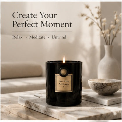 Aurelia Maison Luxury Scented Candle – Hand Poured Soy Wax Candle with Elegant Fragrance for Home, Bedroom & Relaxation | Premium Aromatherapy Candle Gift